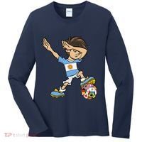 Dabbing Boy Argentina Soccer Jersey National Flag Women's Long Sleeve Shirt thumb 0