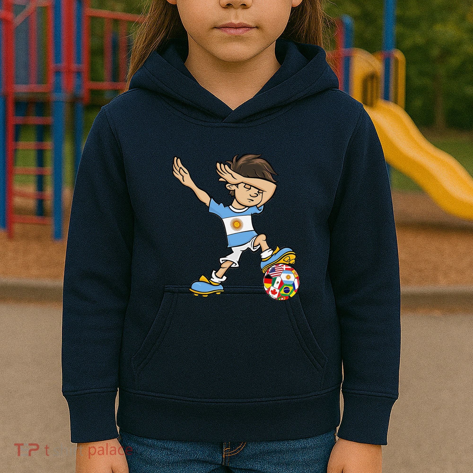 Dabbing Boy Argentina Soccer Jersey National Flag Kids Hoodie