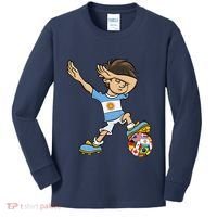 Dabbing Boy Argentina Soccer Jersey National Flag Kids Long Sleeve Shirt thumb 0