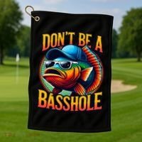 DonT Be A Basshole Funny Fish Golf Towel thumb 1