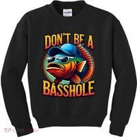 DonT Be A Basshole Funny Fish Kids Sweatshirt thumb 0