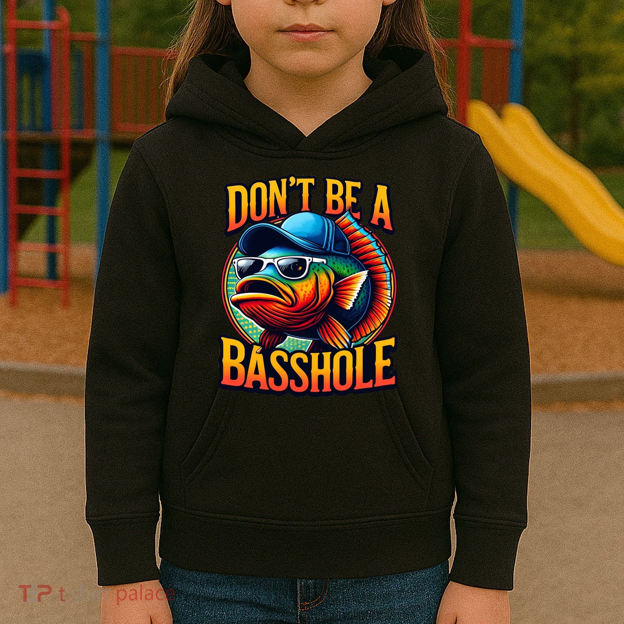DonT Be A Basshole Funny Fish Kids Hoodie