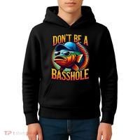 DonT Be A Basshole Funny Fish Kids Hoodie thumb 4