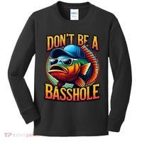 DonT Be A Basshole Funny Fish Kids Long Sleeve Shirt thumb 0