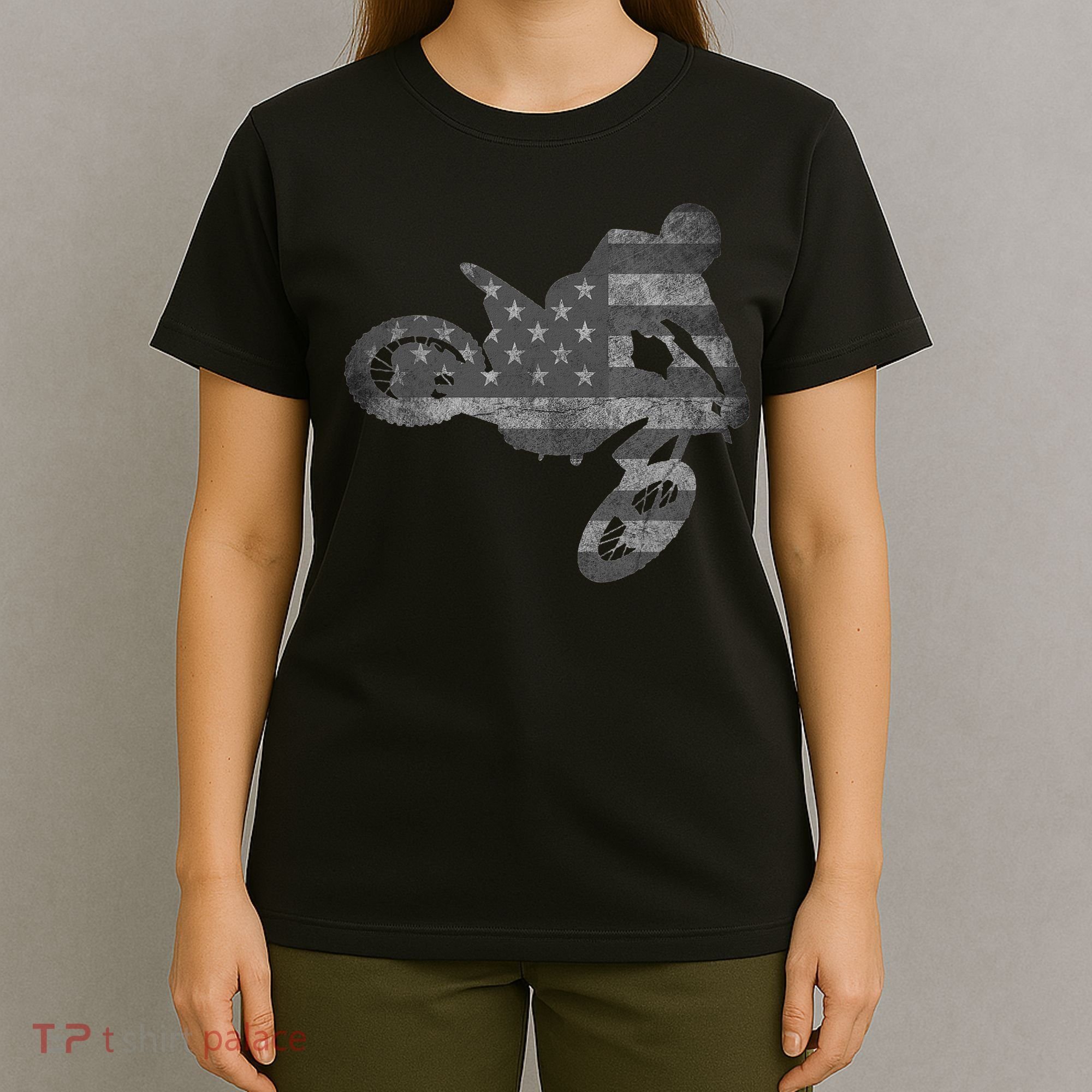 Dirt Bike American Flag Motocross Enduro T-Shirt