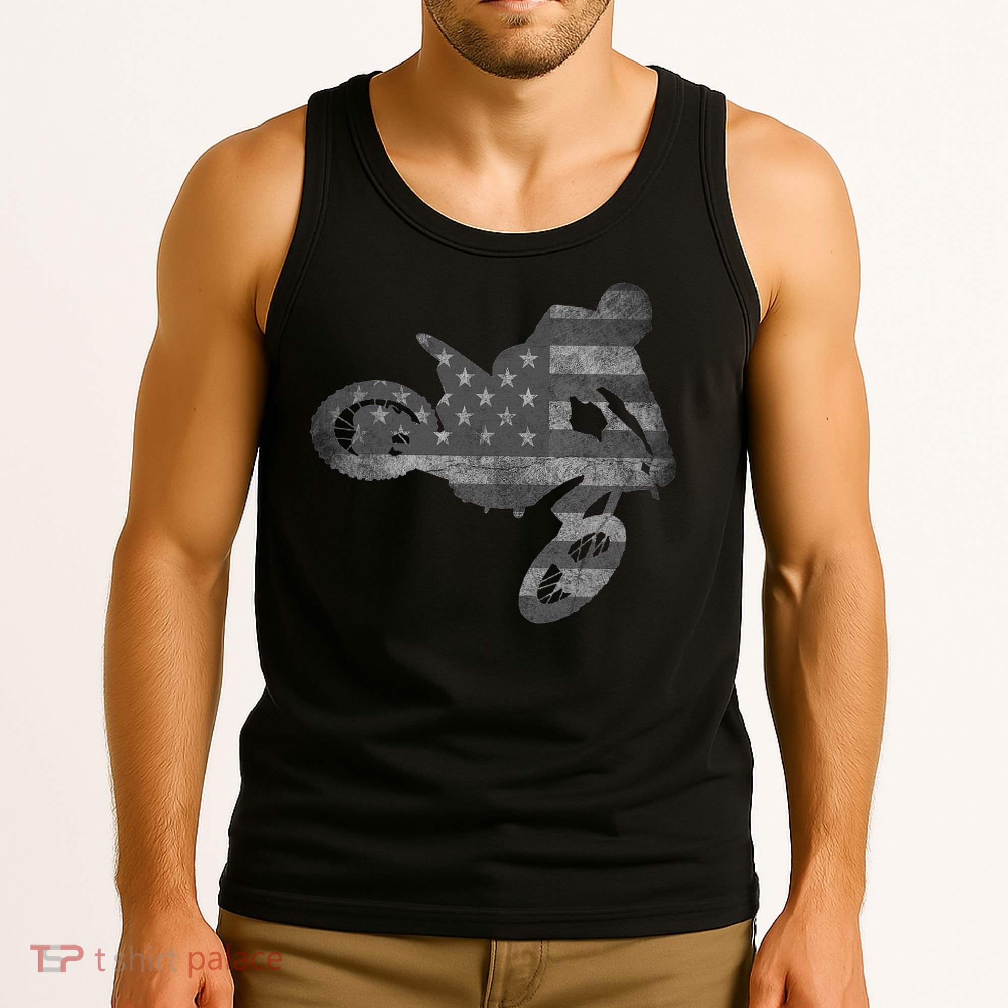 Dirt Bike American Flag Motocross Enduro Tank Top