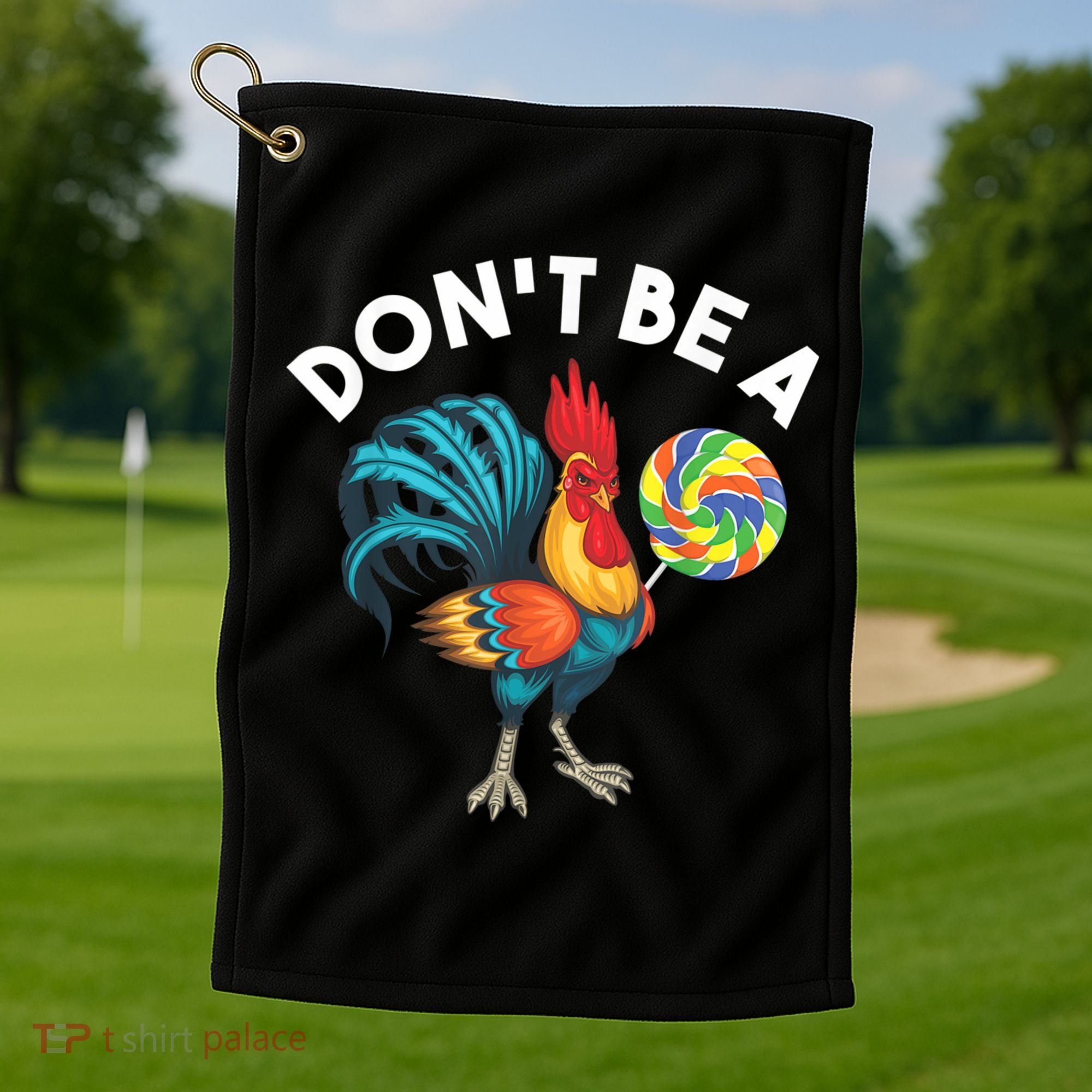 Don't Be A Cook Sucker Chicken Lollipop Sarcastic Humor Golf Towel