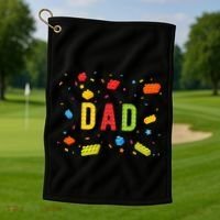 Dad Building Blocks Birthday Golf Towel thumb 1