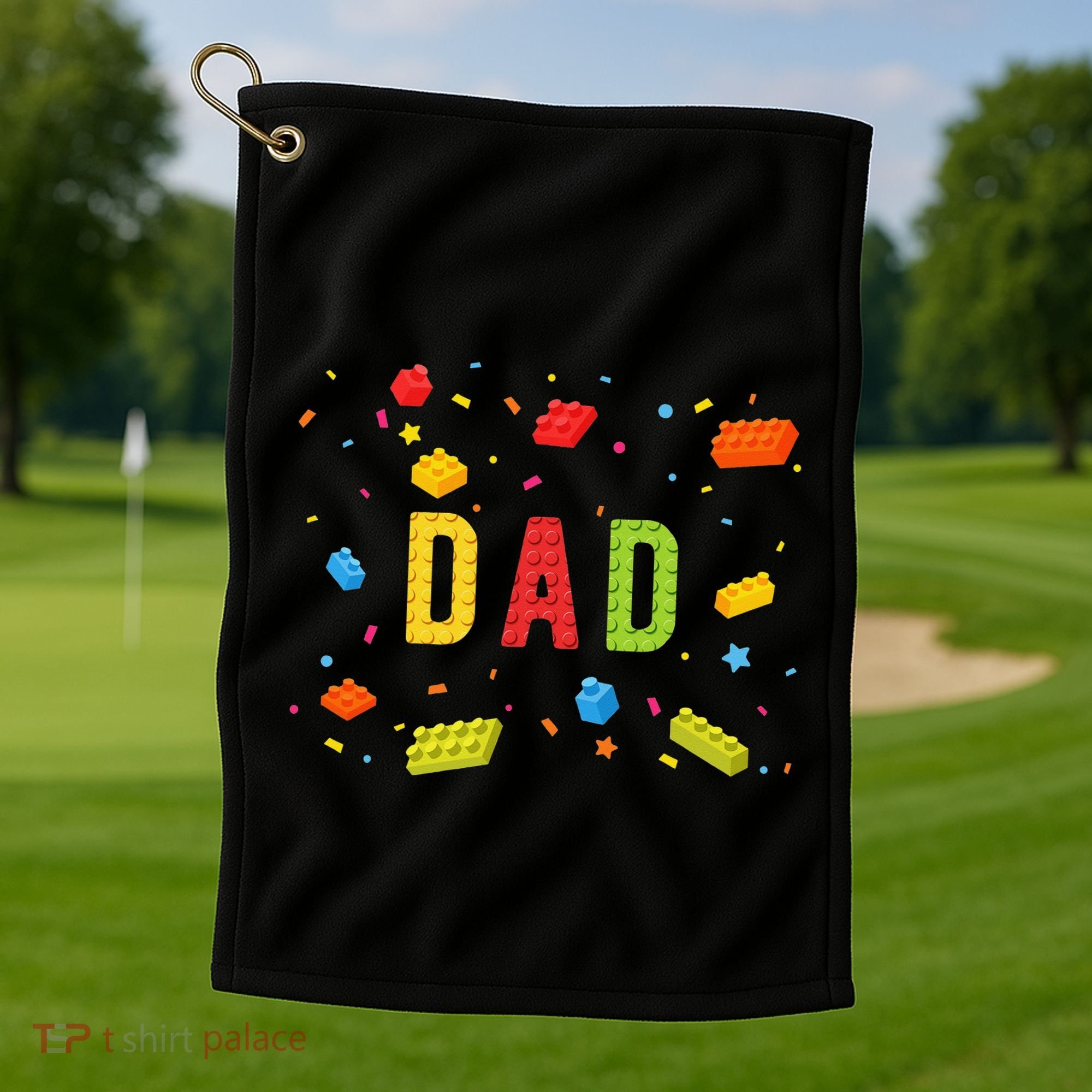Dad Building Blocks Birthday Golf Towel