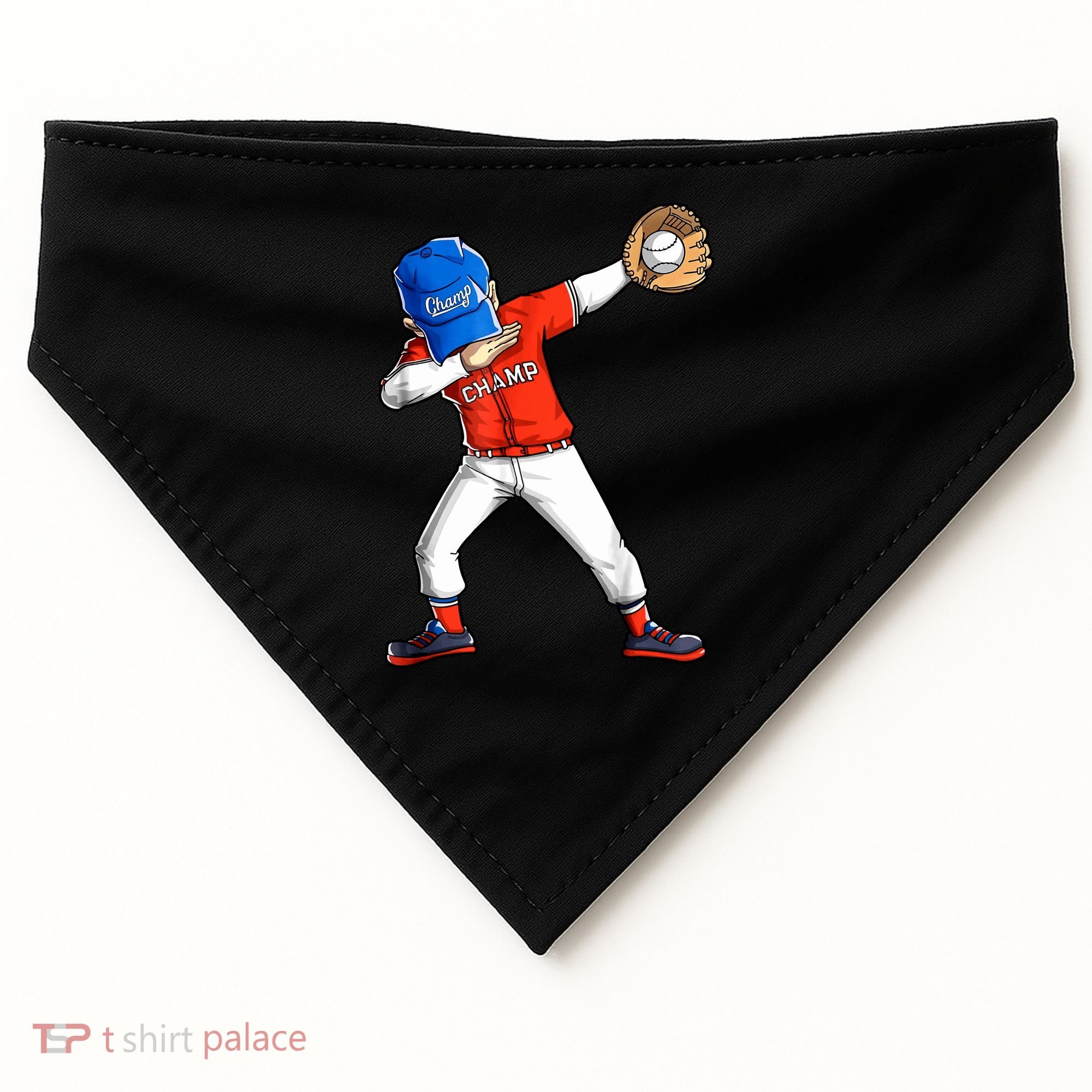 Dabbing Baseball Boys Catcher Pitcher Baseball USA-Made Doggie Bandana