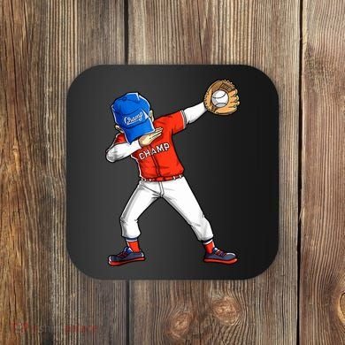 Dabbing Baseball Boys Catcher Pitcher Baseball Coaster