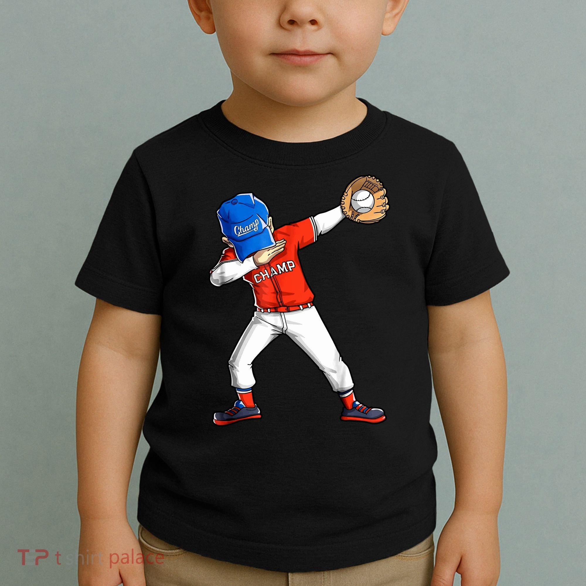 Dabbing Baseball Boys Catcher Pitcher Baseball Toddler T-Shirt