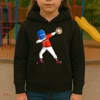 Dabbing Baseball Boys Catcher Pitcher Baseball Kids Hoodie thumb 3