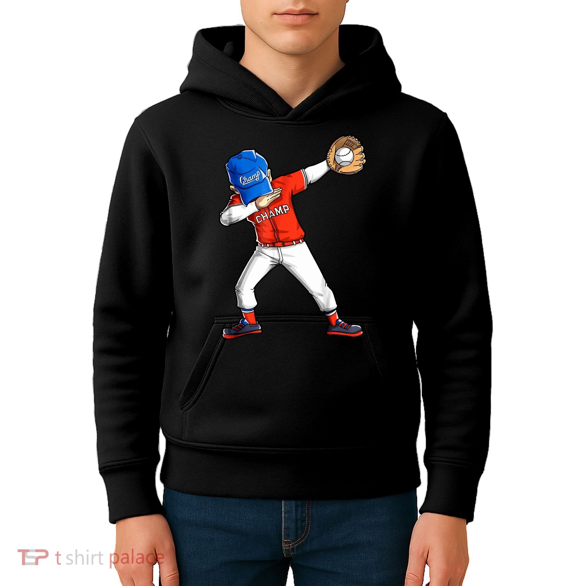 Dabbing Baseball Boys Catcher Pitcher Baseball Kids Hoodie