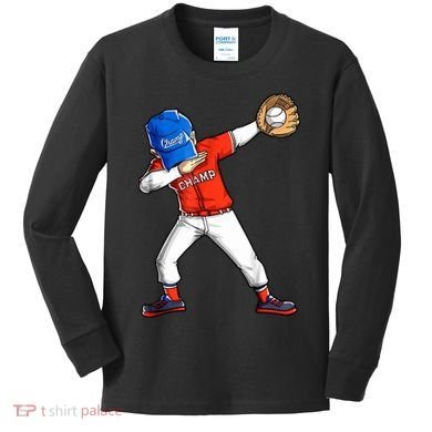 Dabbing Baseball Boys Catcher Pitcher Baseball Kids Long Sleeve Shirt