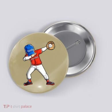 Dabbing Baseball Boys Catcher Pitcher Baseball Button