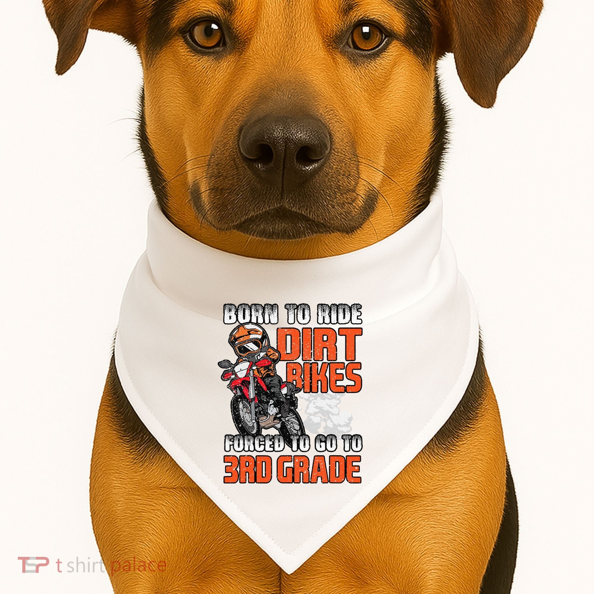 Dirt Bike Biker Back To School Biking 3rd Grade Student USA-Made Doggie Bandana