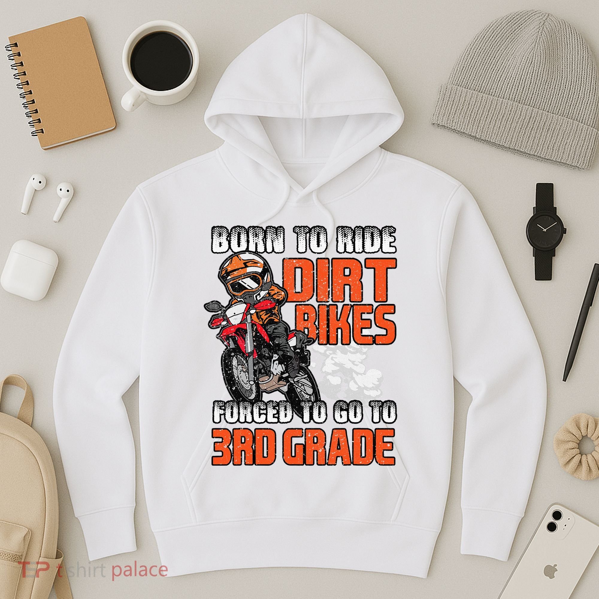 Dirt Bike Biker Back To School Biking 3rd Grade Student Hoodie