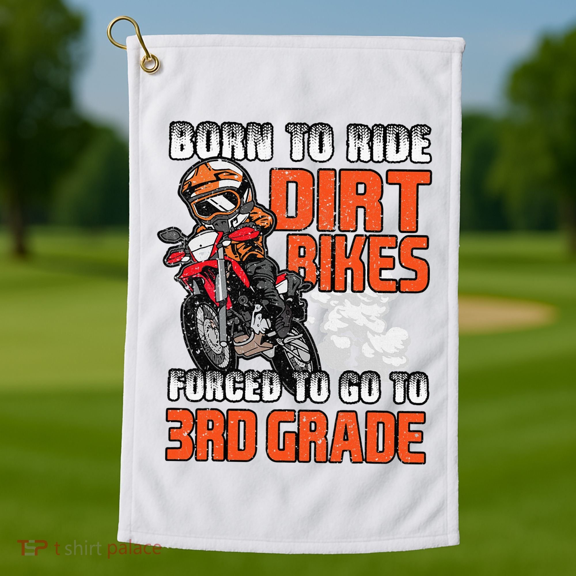 Dirt Bike Biker Back To School Biking 3rd Grade Student Golf Towel