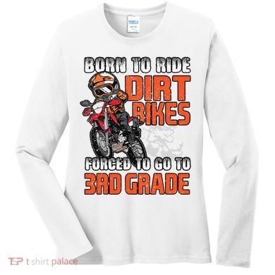 Dirt Bike Biker Back To School Biking 3rd Grade Student Women's Long Sleeve Shirt