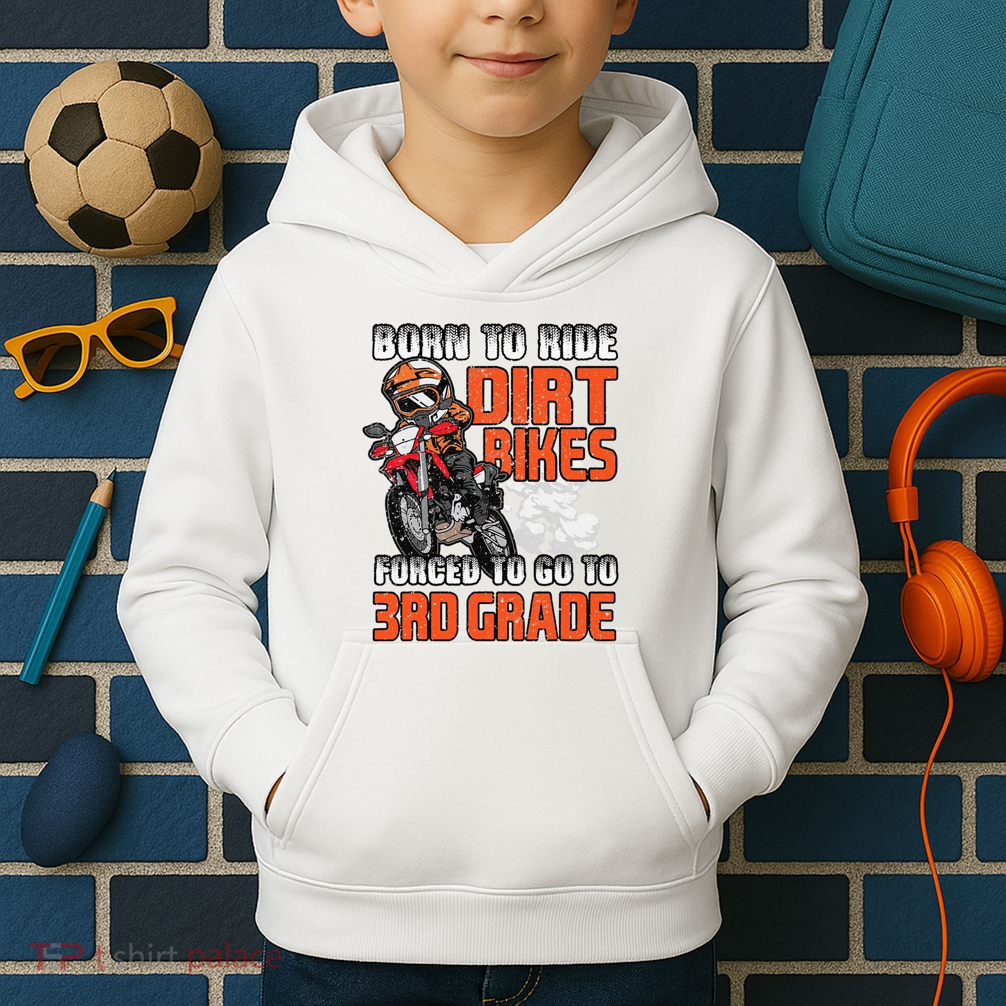 Dirt Bike Biker Back To School Biking 3rd Grade Student Kids Hoodie