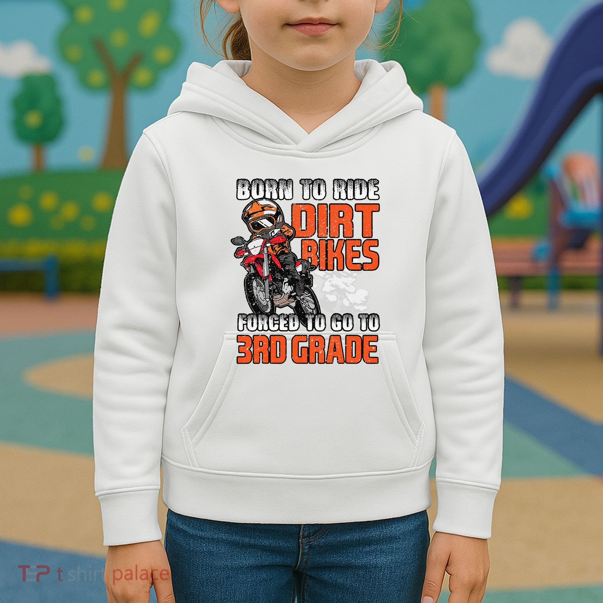Dirt Bike Biker Back To School Biking 3rd Grade Student Kids Hoodie