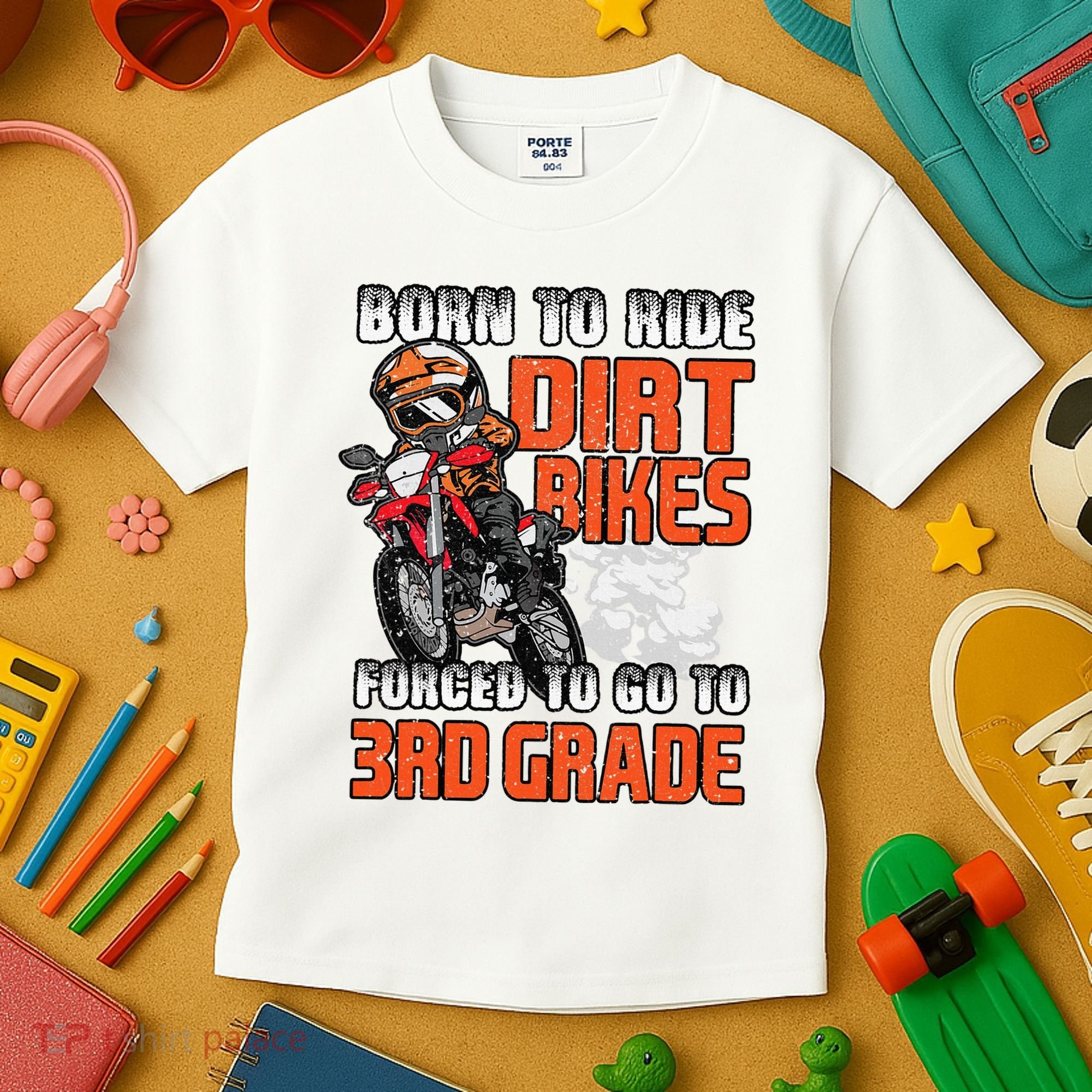 Dirt Bike Biker Back To School Biking 3rd Grade Student Kids T-Shirt