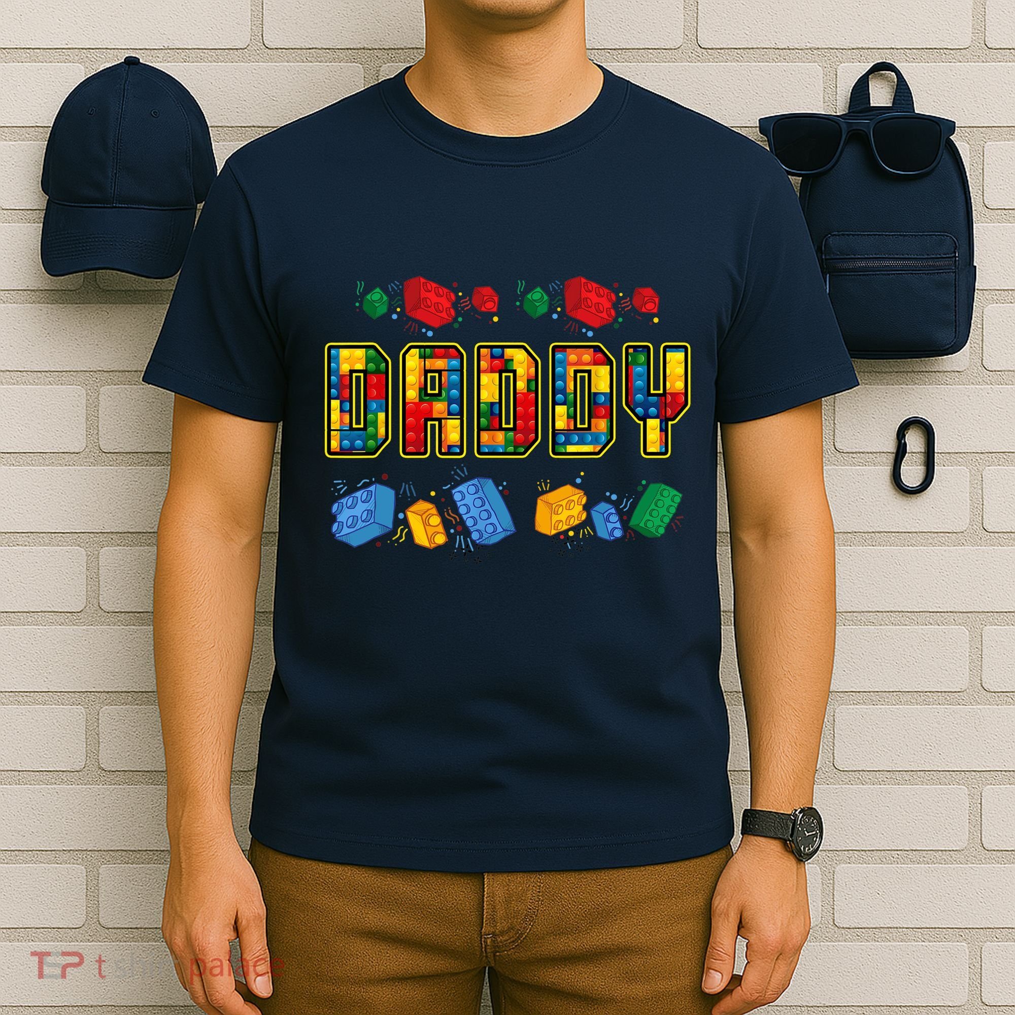 Daddy Brick Builder Funny Blocks Master Builder Dad T-Shirt