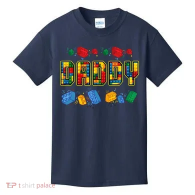 Daddy Brick Builder Funny Blocks Master Builder Dad Kids T-Shirt