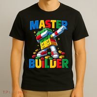 Dabbing Blocks Bricks Building Fun Master Builder T-Shirt thumb 3