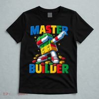 Dabbing Blocks Bricks Building Fun Master Builder T-Shirt thumb 5