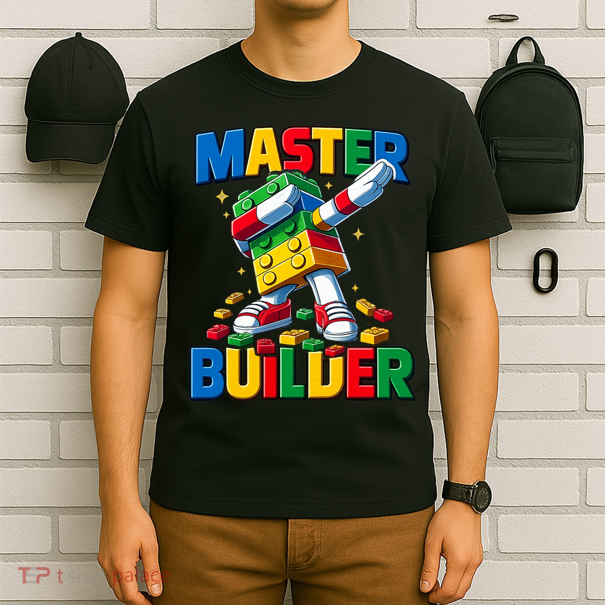 Dabbing Blocks Bricks Building Fun Master Builder T-Shirt