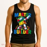 Dabbing Blocks Bricks Building Fun Master Builder Tank Top thumb 3