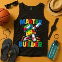 Dabbing Blocks Bricks Building Fun Master Builder Tank Top thumb 4