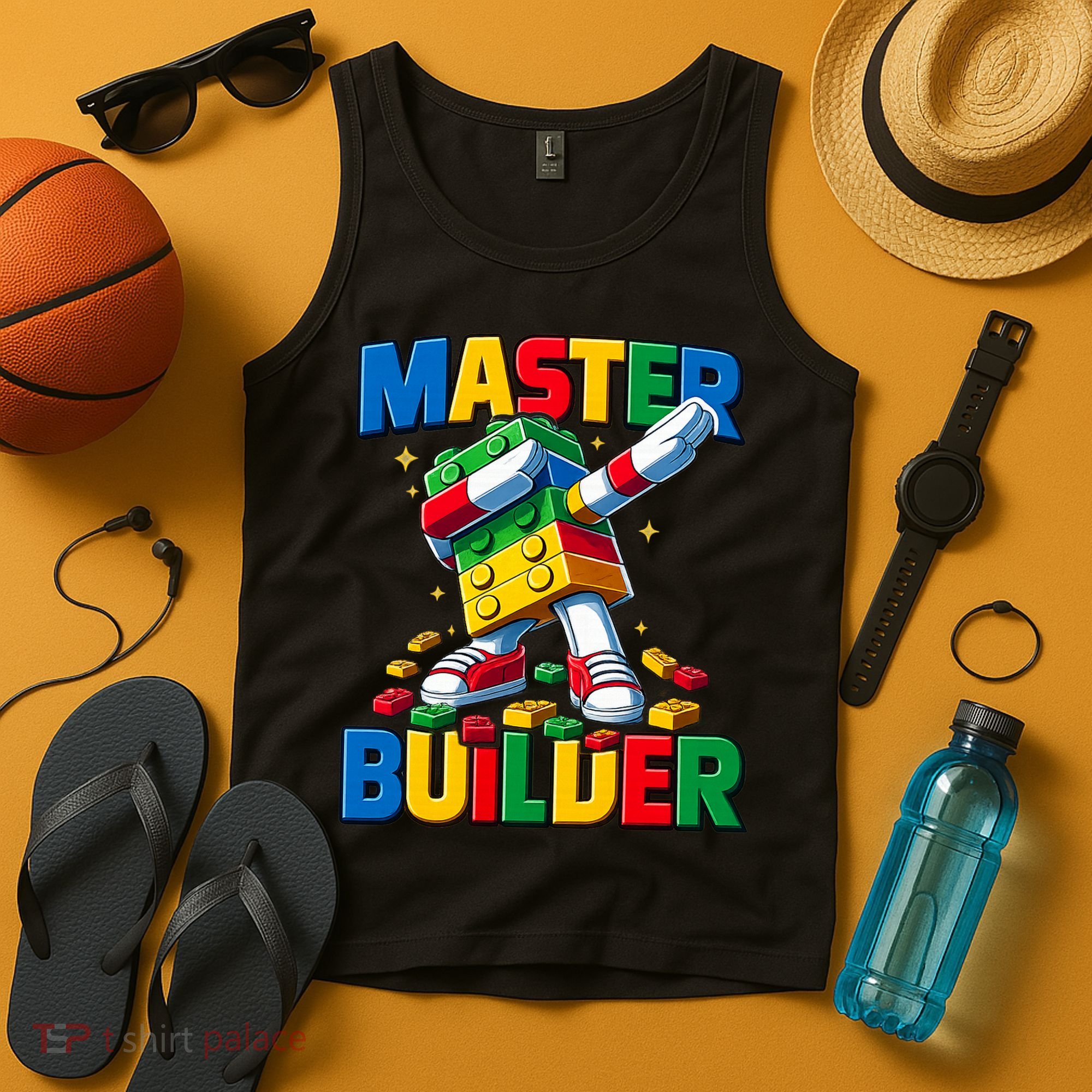 Dabbing Blocks Bricks Building Fun Master Builder Tank Top
