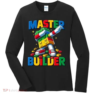 Dabbing Blocks Bricks Building Fun Master Builder Women's Long Sleeve Shirt