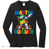 Dabbing Blocks Bricks Building Fun Master Builder Women's Long Sleeve Shirt thumb 0