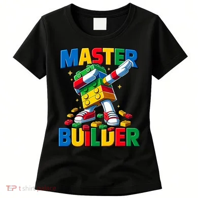 Dabbing Blocks Bricks Building Fun Master Builder Women's T-Shirt
