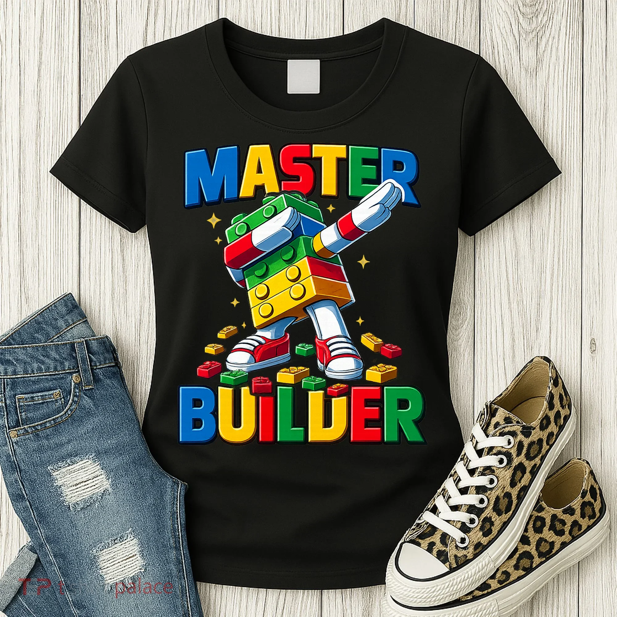 Dabbing Blocks Bricks Building Fun Master Builder Women's T-Shirt