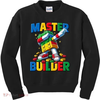 Dabbing Blocks Bricks Building Fun Master Builder Kids Sweatshirt