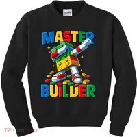 Dabbing Blocks Bricks Building Fun Master Builder Kids Sweatshirt thumb 0