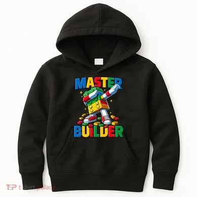 Dabbing Blocks Bricks Building Fun Master Builder Kids Hoodie