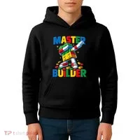 Dabbing Blocks Bricks Building Fun Master Builder Kids Hoodie thumb 4