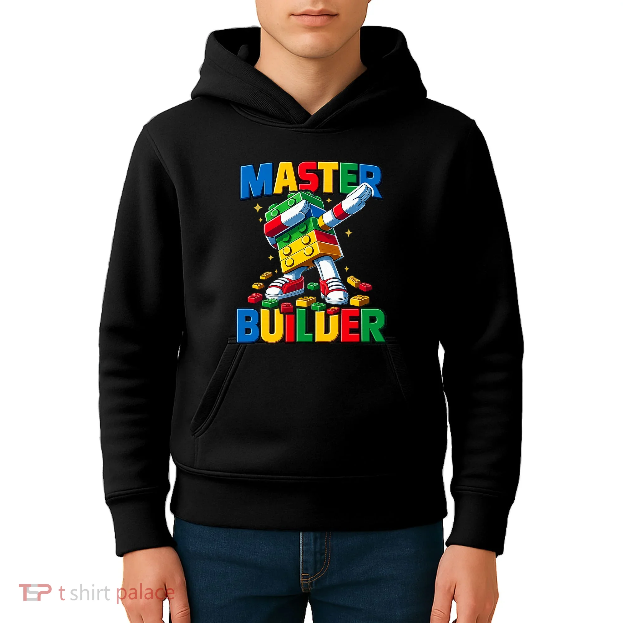 Dabbing Blocks Bricks Building Fun Master Builder Kids Hoodie