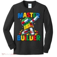 Dabbing Blocks Bricks Building Fun Master Builder Kids Long Sleeve Shirt thumb 0