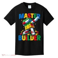 Dabbing Blocks Bricks Building Fun Master Builder Kids T-Shirt thumb 0