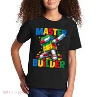 Dabbing Blocks Bricks Building Fun Master Builder Kids T-Shirt thumb 2