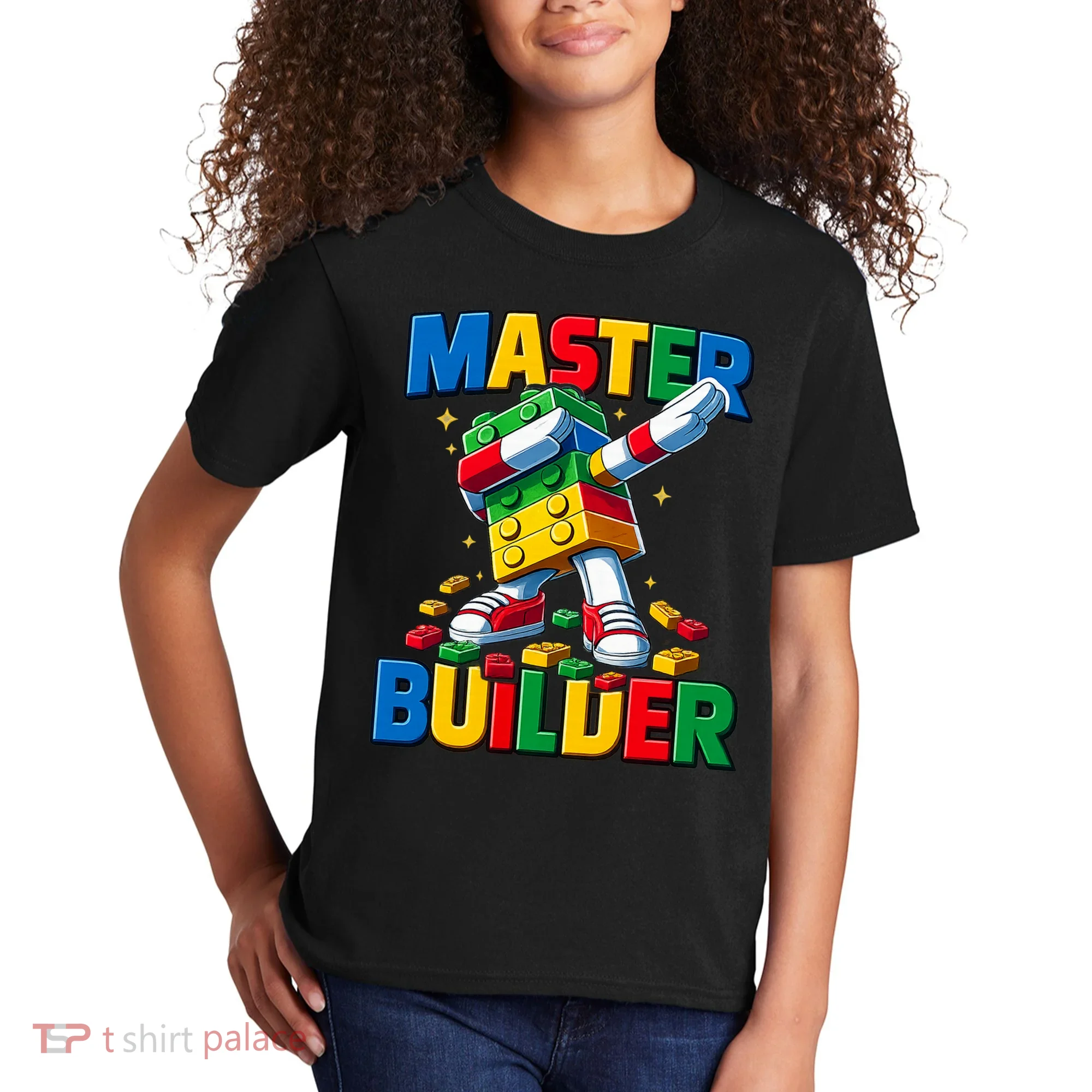 Dabbing Blocks Bricks Building Fun Master Builder Kids T-Shirt