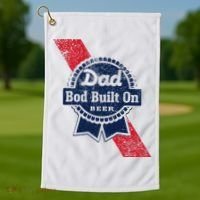 Dad Bod Built On Beer Funny Beer Golf Towel thumb 1