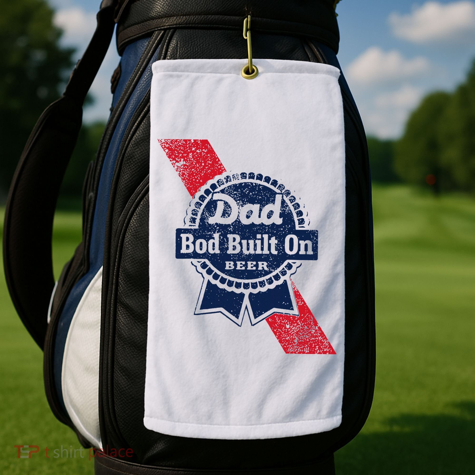 Dad Bod Built On Beer Funny Beer Golf Towel